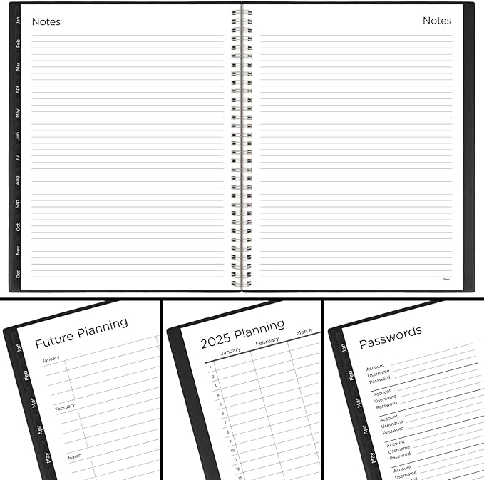Mead 2025 Planner, Weekly & Monthly, 15-Month, 8-1/2" x 11", Large, Basic, Black (CRW6200525)