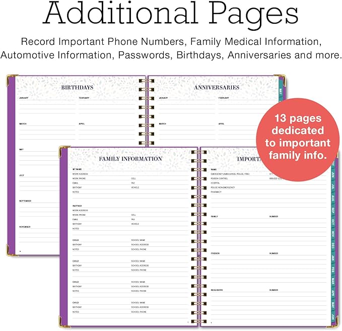 FAMILY PLANNER ORGANIZER – 8.5" x 11" Weekly & Monthly Calendar (May 2026-Jun 2026). 5+ People, Meal Planning, Budgeting, Habit Tracker – Hardcover, Household Schedule Organizer for Parents, Kids, & Caregivers (Rainbow Floral)