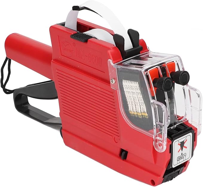 Tyenaza Price Tag Gun - 10 Digits, Sticker Labels Included, Suitable for Office and Retail Store (red)