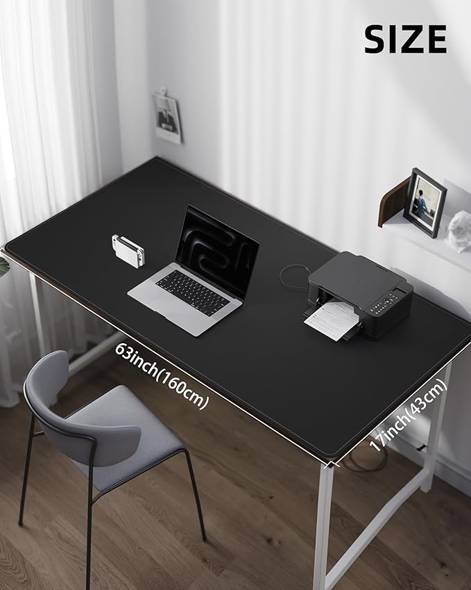 AFIING Extra Large Desk Mat - 63"x 17" Non-Slip Office Desk Pad, Oversized Mouse Pad for Home & Work, Waterproof Desk Protector for Keyboard & Mouse (Black)