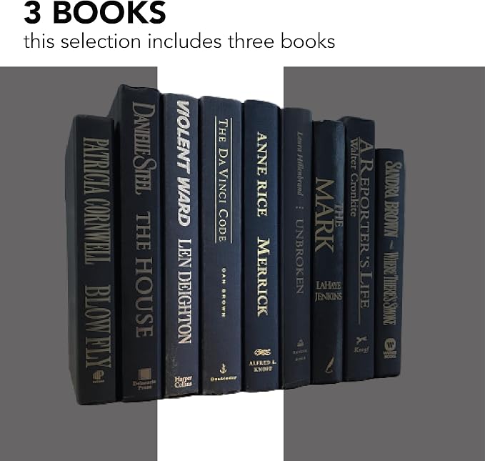Decorative Accent for Home Decor – Real Books by Color® Interior Styling Piece for Bookshelf, Coffee Table, Design Display (Set of 3, Black Gold)