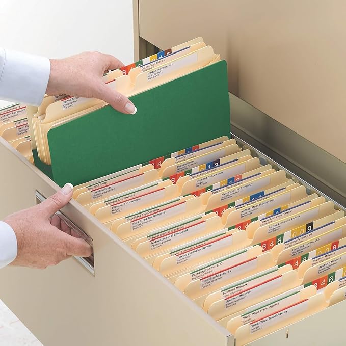 Smead File Pocket, Straight-Cut Tab, 1-3/4" Expansion, Letter Size, Green, 25 per Box (73216)