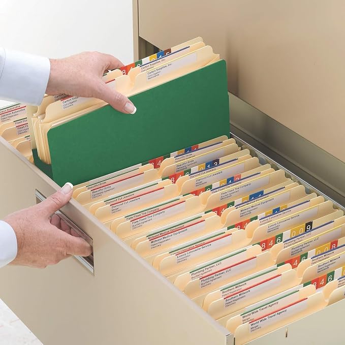 Smead File Pocket, Straight-Cut Tab, 1-3/4" Expansion, Letter Size, Green, 50 per Box (73216)