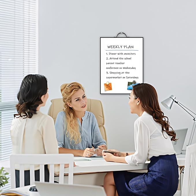 Small White Board - 16" X 12" Portable Black Aluminum Framed Whiteboard, Magnetic Dry Erase Board with Handle, to Do List Board for Office, Home, School