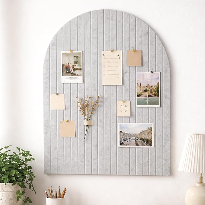 Orelle Fluted Arch Felt Bulletin Board (Heather Gray, 23 x 31)