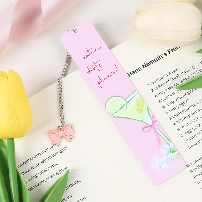 Martini Themed Bookmark Gifts - Cute Bookmarks for Women, Funny Book Accessories for Book Lovers Bookworm, Dirty Please Halloween Thanksgiving Christmas Birthday Gifts for Friends