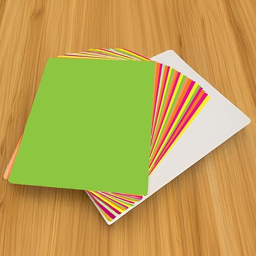 School Smart Poster Board Paper, White and Assorted Neon Colors, 12 pt Thick, For Posters, Signs, Crafts, Displays, Classroom Projects, 11 x 14 Inches, 50 Pack