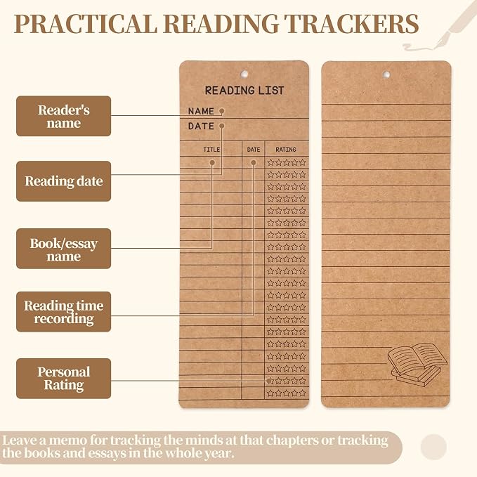 60 PCS Reading List Bookmarks with Colorful Tassels – 50 Book Tracker Bookmarks & 10 Blank White Bookmarks for Book Lovers, Students, Teachers – Graduation Gifts, Reading Log, Back-to-School Supplies
