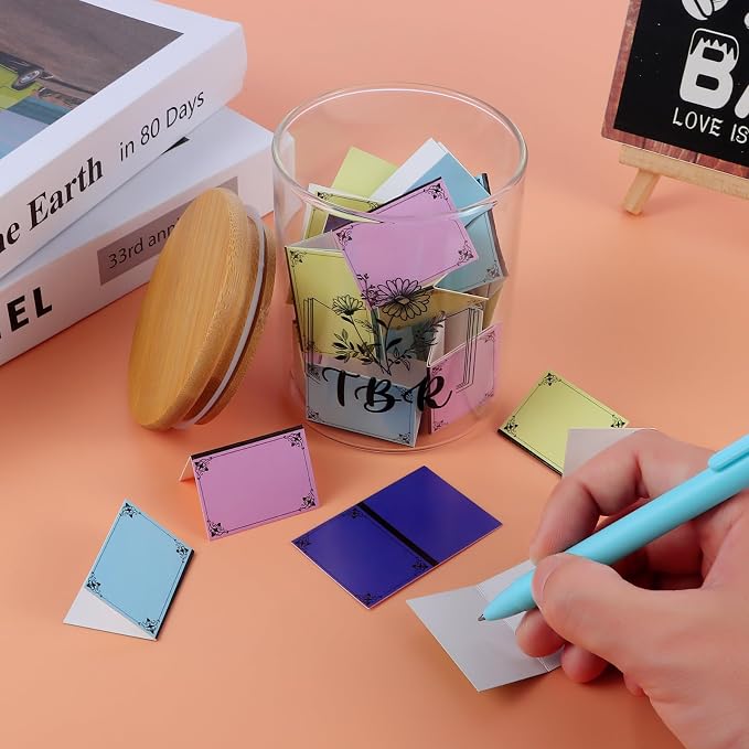 TBR Jar Gifts for Book Lovers Reading Accessories To Be Read List Jar with 100 Colorful Notes Bookish Bookworm Gift for Book lover (Style 1)