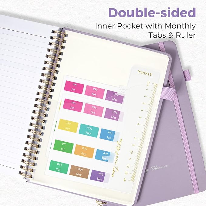 Oucaru Undated Daily Planner, A5 Spiral Notebook with Hourly Schedule, To Do List, Priorities, and Notes for Productivity - Easily Organize Your Tasks, Appointments & Goals for Women