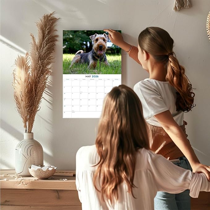 2025 2026 Airedale Calendar - Dog Breed Monthly Wall Calendar - 12" x 18" Open - Thick No-Bleed Paper - Giftable - Academic Teacher's Planner Calendar Organizing & Planning - Made in USA