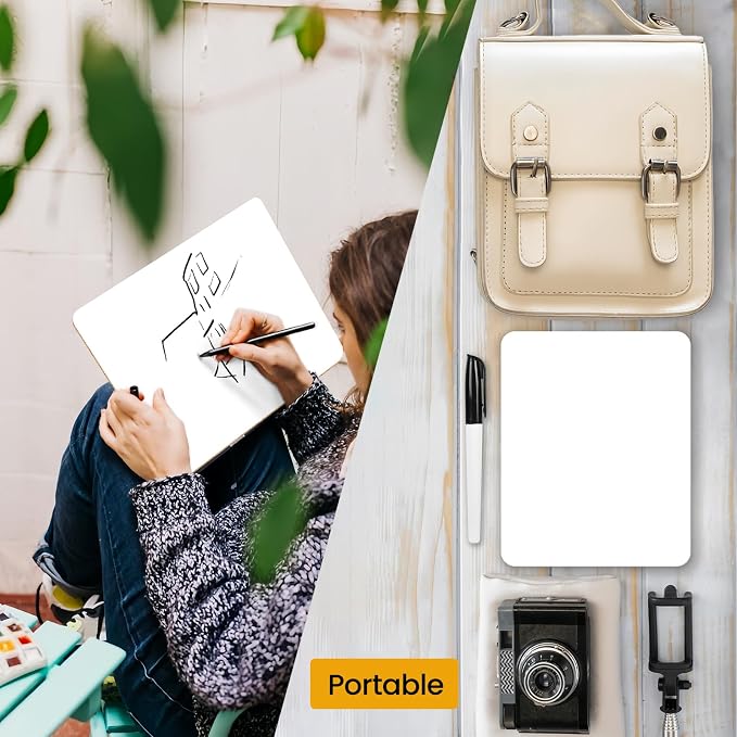 2 PCS Mini Whiteboards, 9" x 12" Small Double Sided Dry Erase Board, Portable White Boards for Students, Teachers, School Supplies Lapboards Including 2 Markers, 2 Erasers and 4 Sticky Tapes