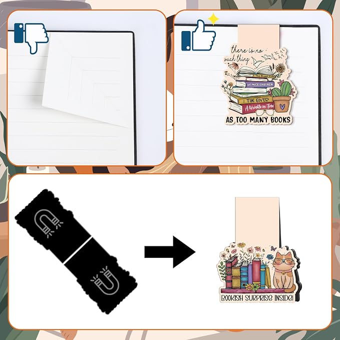 Wxiben Book Lovers Magnetic Bookmark - 9 Pcs Funny Reading Bookmarks Magnets Retro Bookish Floral Book Mark Magnetic Book Mark Page Markers Clip Gifts for Women Men Book Lovers Students Teacher