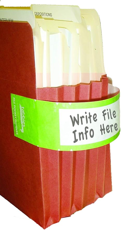 Tabbies File Pocket Handles, 9.63 x 2, Green/White, 4/Sheet, 12 Sheets/Pack