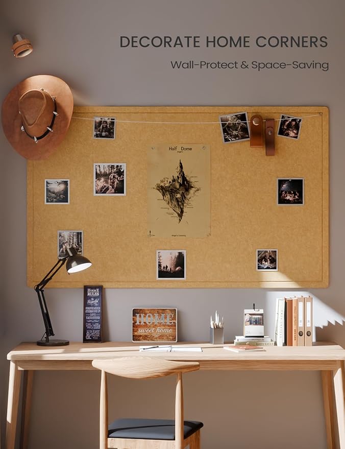 Fluxnara Bulletin Board,Cork Board Alternative with Safe Removable Adhesive Tabs, Foldable Felt Pin Board for Home Office, Classroom, Bedroom,Entryway for Walls (Mustard Yellow, 59 x 35.4 inches)