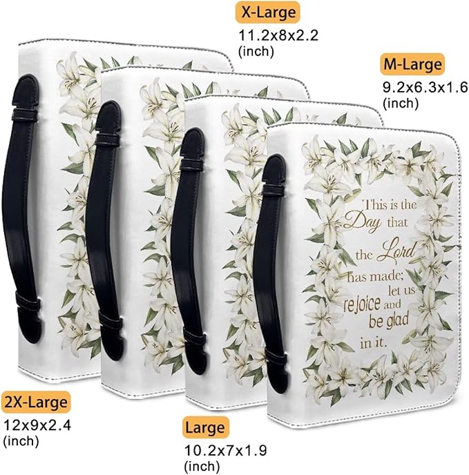 Leaves Bible Cover Case for Women Girls Bible Cover Bags Floral Pattern with Handle Study Bible Case,Bible Cases,Christian Gift-Size：2XL