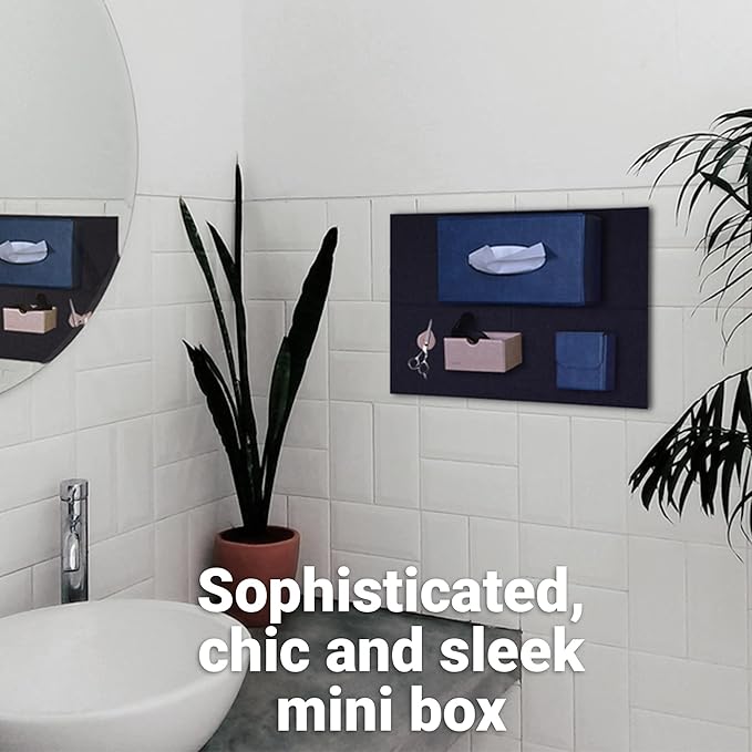 Magnetic Adhesive PoshBox - 8.9 x 3.3 x .9 - Sophisticated Chic and Sleek Mini Box - Magnetic Platform to Elevate Your Modern Workspace - Steel Blue