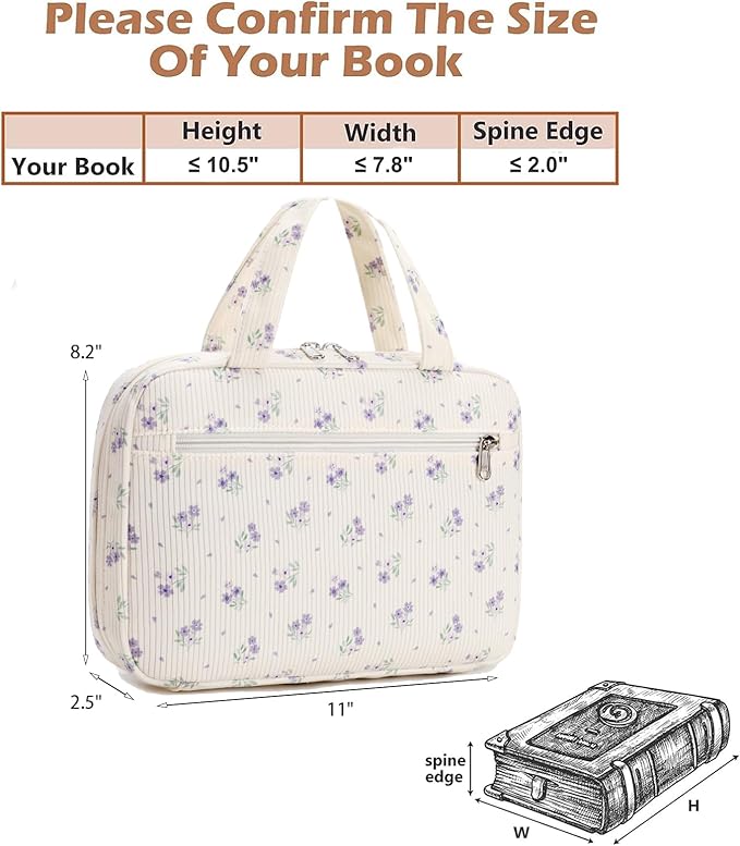 Octsky Bible Cover Case for Women Corduroy Bible Study Supplies Accessories Christian Gifts for Women, Floral Purple