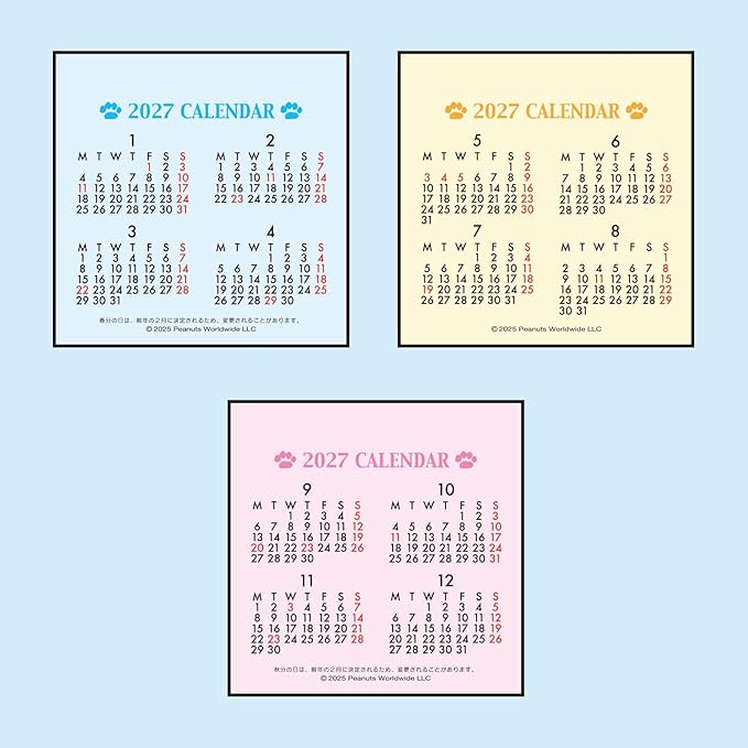 Sanrio 621838 Ring Mini Calendar, 2026, Snoopy, Paper, Tabletop