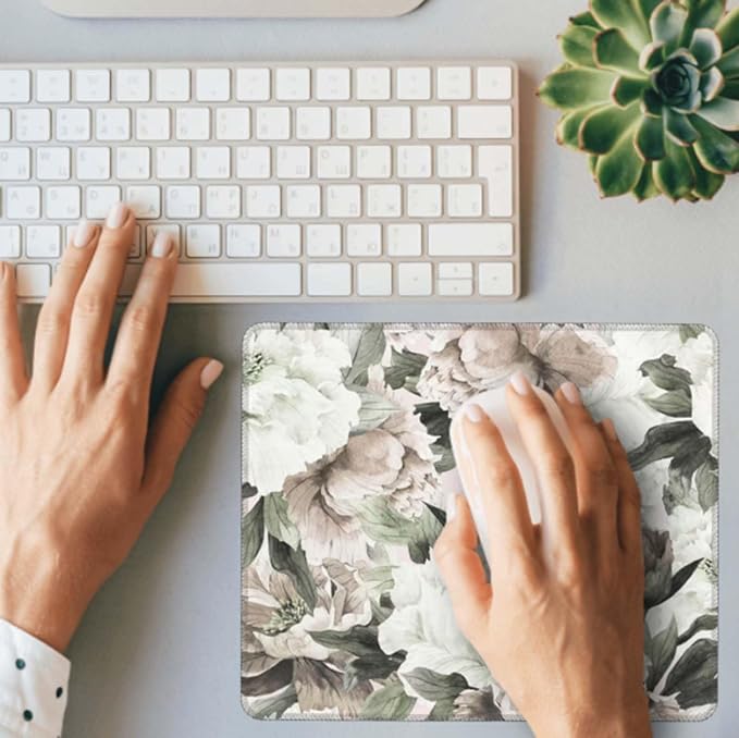 Voltique Mouse Pad Small Desk Mat, Floral Computer Mousepad with Stitched Edges Non-Slip, Keyboard Mouse Pad for Desktop Office Desk Accessories