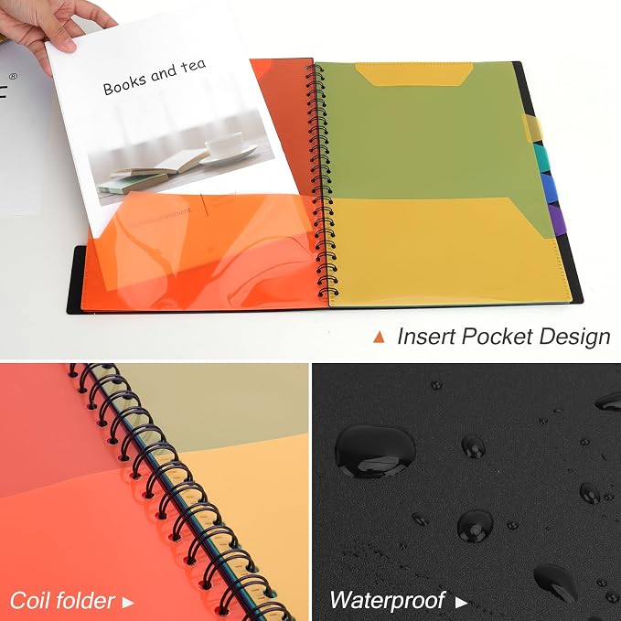 Uquelic Clipboard with Folder Organizer, 12 Pockets Project Organizer - Refillable Lined Notepad (11" x 8.5"), Hardcover Project Organizer with Stay-Put Tabs(2 Pack)