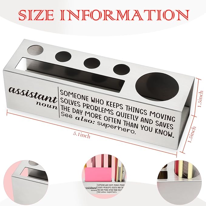 Thank You Stainless Steel Pencil Holder for Administrative Assistant, Appreciation Gift for Administrative Assistant, Motivational Desk Organizer for Admin Staff, Desktop Decor for Office TZC176