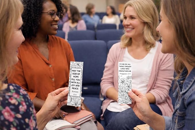 100 Premium Christian Coloring Bookmarks, Uncoated, Made iin USA, Bible Verse Bulk Pack for Women’s Ministry