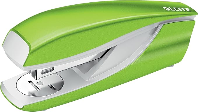 Leitz 55022054 Stapler, 30 Sheet Capacity, Ergonomic Metal Body, includes Staples, WOW Range, Green