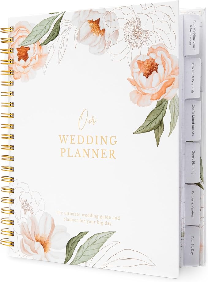 Timeless Premium Wedding Planner Book and Organizer – Timeless Premium Wedding Planner Book and Organizer – Wedding Planning Book, Comprehensive Keepsake & Countdown Binder, Perfect Engagement Gift for Women, 11" x 9" (Blossom)