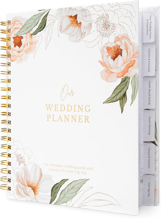 Timeless Premium Wedding Planner Book and Organizer – Timeless Premium Wedding Planner Book and Organizer – Wedding Planning Book, Comprehensive Keepsake & Countdown Binder, Perfect Engagement Gift for Women, 11" x 9" (Blossom)