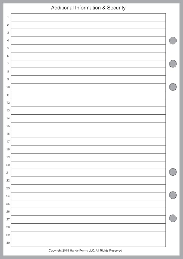 A5 Size Login Password List, Sized and Punched for 6-Ring A5 Notebooks by Filofax, LV (GM), Kikki K, TMI, and Others. Sheet Size 5.83" x 8.27" (148mm x 210mm)
