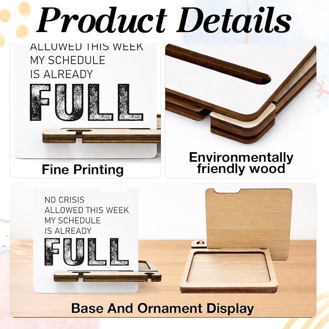 Funny Office Gift for Coworker Woman - Multi-functional Desk Organizer - Motivational Thank You Team Office Quote Wooden Sign for Office Desk Shelf Decor