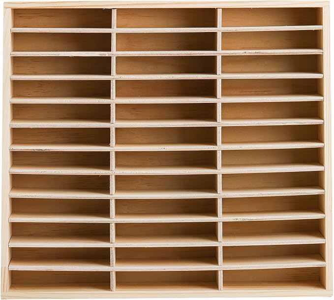 Lawei 36-Grid Wooden Cell Phone Holder, Mobile Phones and Calculator Management Storage Box, Multifunctional Desktop Organizer Storage Box for Classroom, Office, Meeting Room, Phone Rack Display