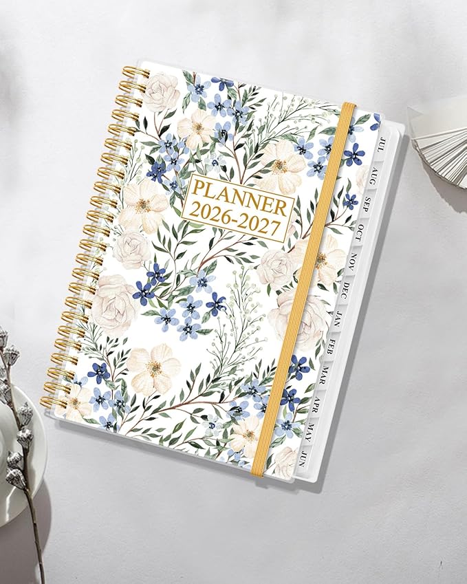 Academic Planner 2026-2027 - Weekly & Monthly Planner from July 2026 to June 2027, Agenda 2026 2027 with Inner Pocket, Elastic Band, 6.4" x 8.5", Crushed Flower