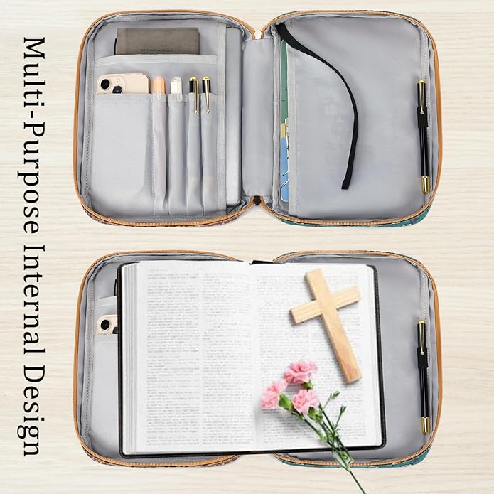 Bible Cover Case for Women Large Bible Cover for Girls Bible Study Supplies Accessories with Handle and Shoulder Strap | Durable