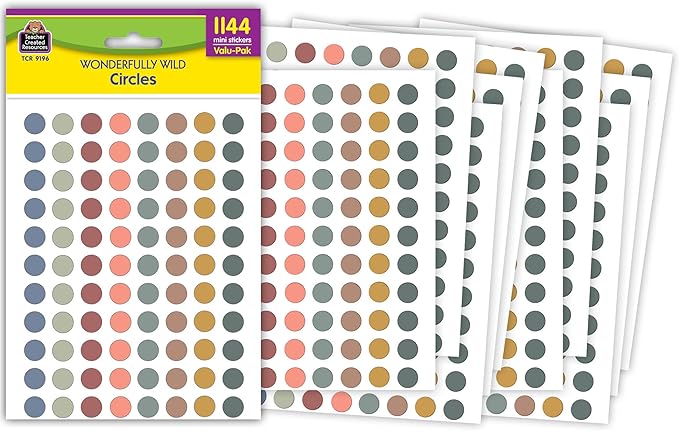 Teacher Created Resources Wonderfully Wild Circles Mini Stickers Valu-Pak