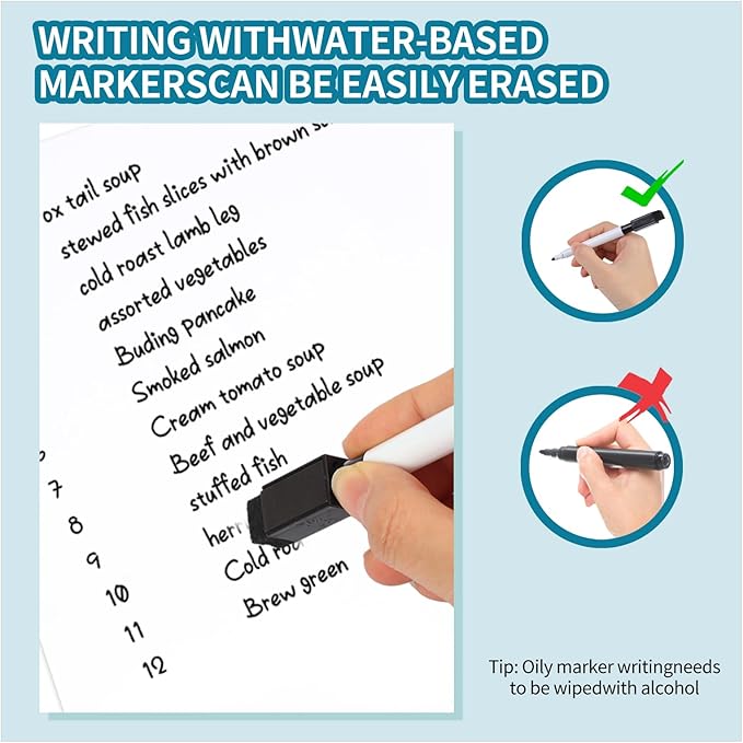 3 Pack Magnetic Dry Erase Board, 12in x 8in Erasable Refrigerator White Board/Planner, Dry Erase Board Magnetic for Home Kitchen Memo Grocery List, Grocery List, 5 Markers and Eraser
