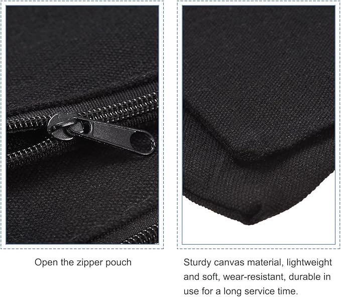 PATIKIL Canvas Zipper Pouch, 10 Pack Blank DIY Bags Craft Pencil Case Organizer Pockets for Travel Storage Accessory, Plain Black
