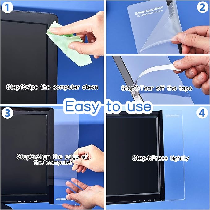 Zonon 12 Pieces Monitor Memo Board, Memo Boards for Computers Transparent Acrylic Monitor Side Panel Office Desk Accessories Desktop Computer Sticky Note Holder for Office Home Work Desk