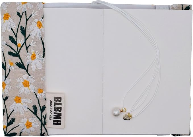 BLBMH A6 Book Cover 4x6 Plus | Non-Stretch Fabric Sleeve with Bookmark | Handmade Washable Protector for Paperback Journal Bible Notebook | Gift for Women Readers - Daisy B 6" +