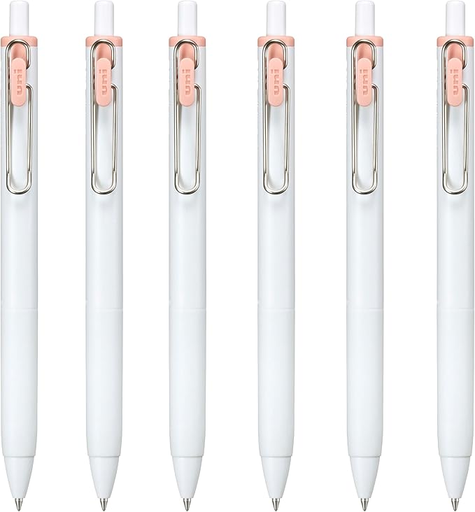 Uni-Ball one Retractable Gel Pens, Medium Point (0.7mm),Peach Canele Ink, 6 Pens