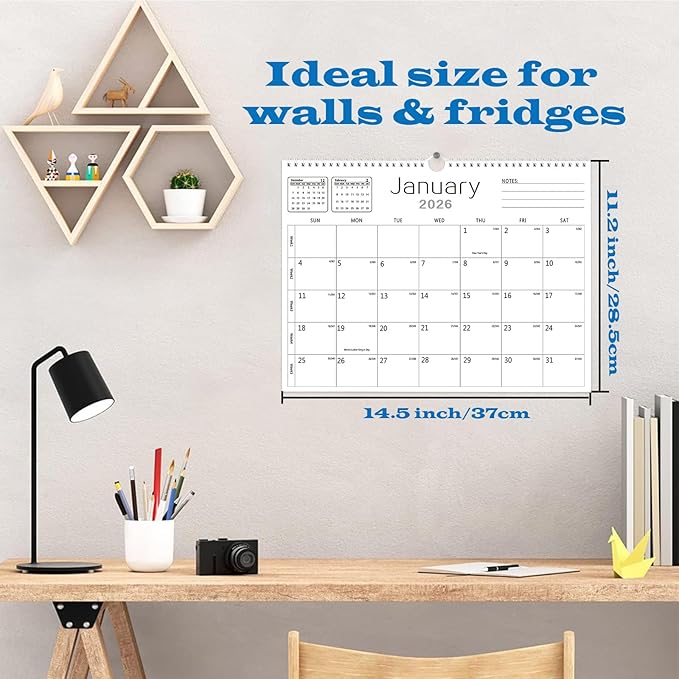 2026 Calendar Wall Calendar from July 2025 to December 2026,18 Months Wall Hanging Calendars with Thick Paper for Office Home School(White,14.7x11.5 inch)