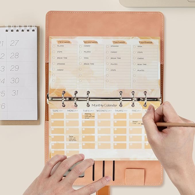 A6 Budget Planner Refill, 82 Sheet [2026] Colorful Weekly Monthly Planner Calendar Inserts 6 Hole Expense Budget for A6 Binder Cover, Money Envelopes Organizer for Wallet, Cash Saving -Autumn