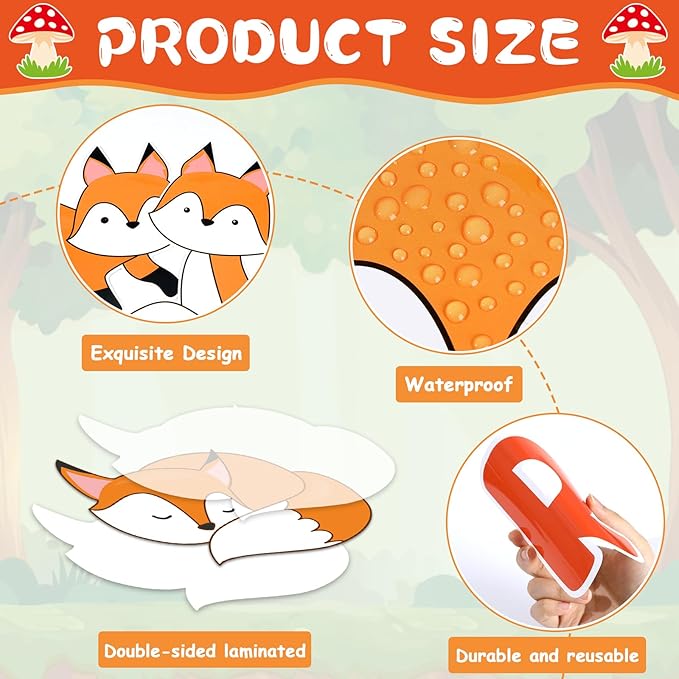 Woodland Fox Fall Bulletin Board Set Fall Bulletin Board Decorations Red Foxes Cutouts Classroom Decors for Autumn Office Home School Chalkboard Wall Door Woodland Animals Theme Party Supplies