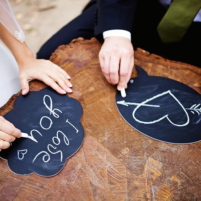 uxcell 3Pcs Hanging Chalkboard Signs, 7.1 x 4.7 Inch Wood Double Sided Small Chalk Board Erasable Message Blackboard for Cafe Home Office Special Event Decoration