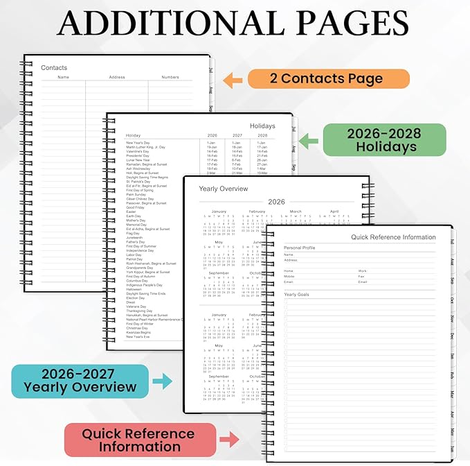 Planner 2026-2027 - Academic Planner 2026-2027, July 2026 - June 2027, 9" x 11" Planner Weekly and Monthly, Calendar Planner, Monthly Tabs, Twin-Wire Binding, Inner Pocket, Premium Paper, Classic Black