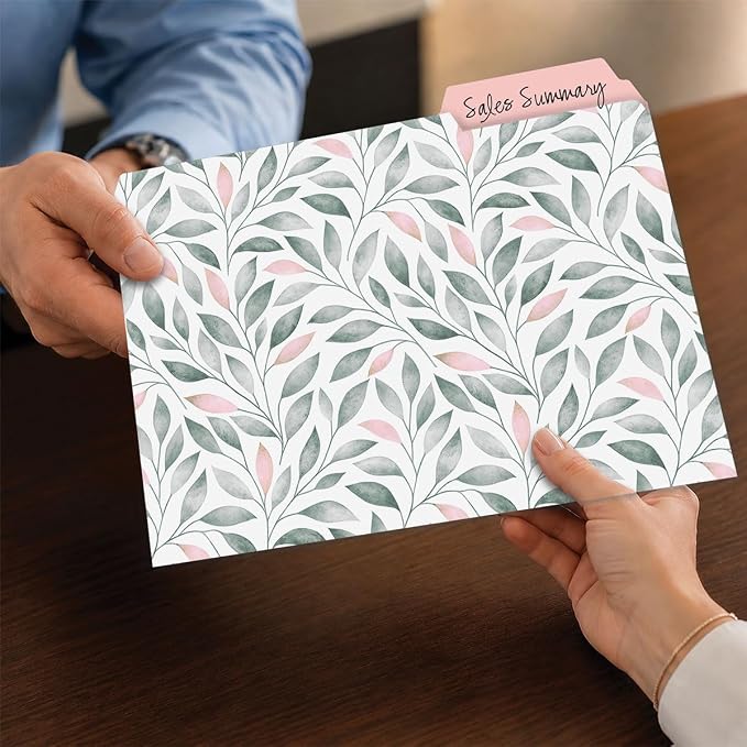 Current Charcoal & Coral File Folders Value Pack - Bulk Set of 24, 6 Pretty Decorative Designs, 1/3 Cut Tabs, Heavy-Duty Paper Stock, Office Supplies for Home & Work, 9-½” x 11-¾” Letter Size