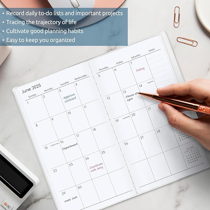 KONVINIT Pocket Calendar 2025-2027, Small Monthly Planner 2025-2027 - 3.7" x 6.7" - Runs from July 2025 Until December 2027, Pocket Calendar 2026 with Beach Cover for Planning