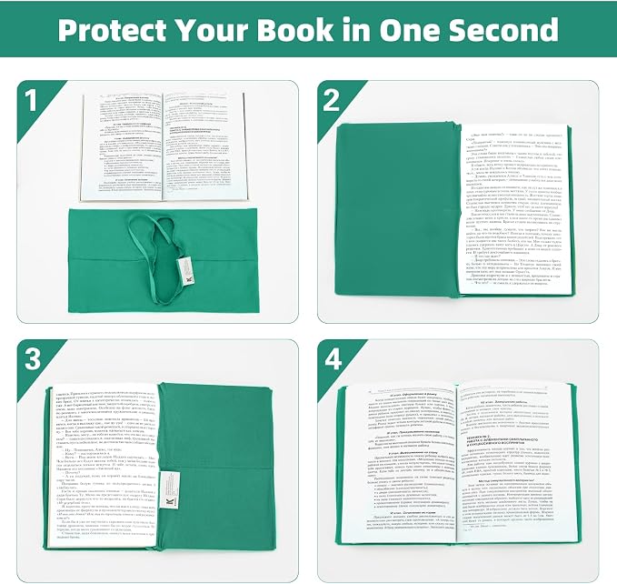 KICNIC Big DarkGreen Fabric Book Cover for Hardcover, 9x11 Inch, 1 Pack, Up to 10”x12.5”, Adjustable School Book Sleeve Protector for Teens, Stretchable Decorative Cloth Book Sox for Book Lovers