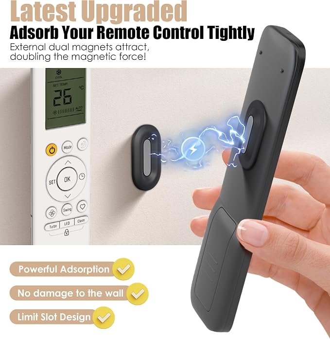 Magnetic Remote Control Holder Wall Mount, 2025 Upgraded Smaller & Stronger Magnetic Silicone Remote Control Organizer TV Remote Charger Holder Caddy Back of TV (Black-4 Pack)